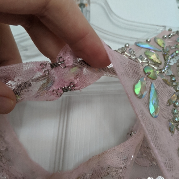 Pink Rhinestone Sequin Tulle Party Dress sz 6 - Picture 12 of 16